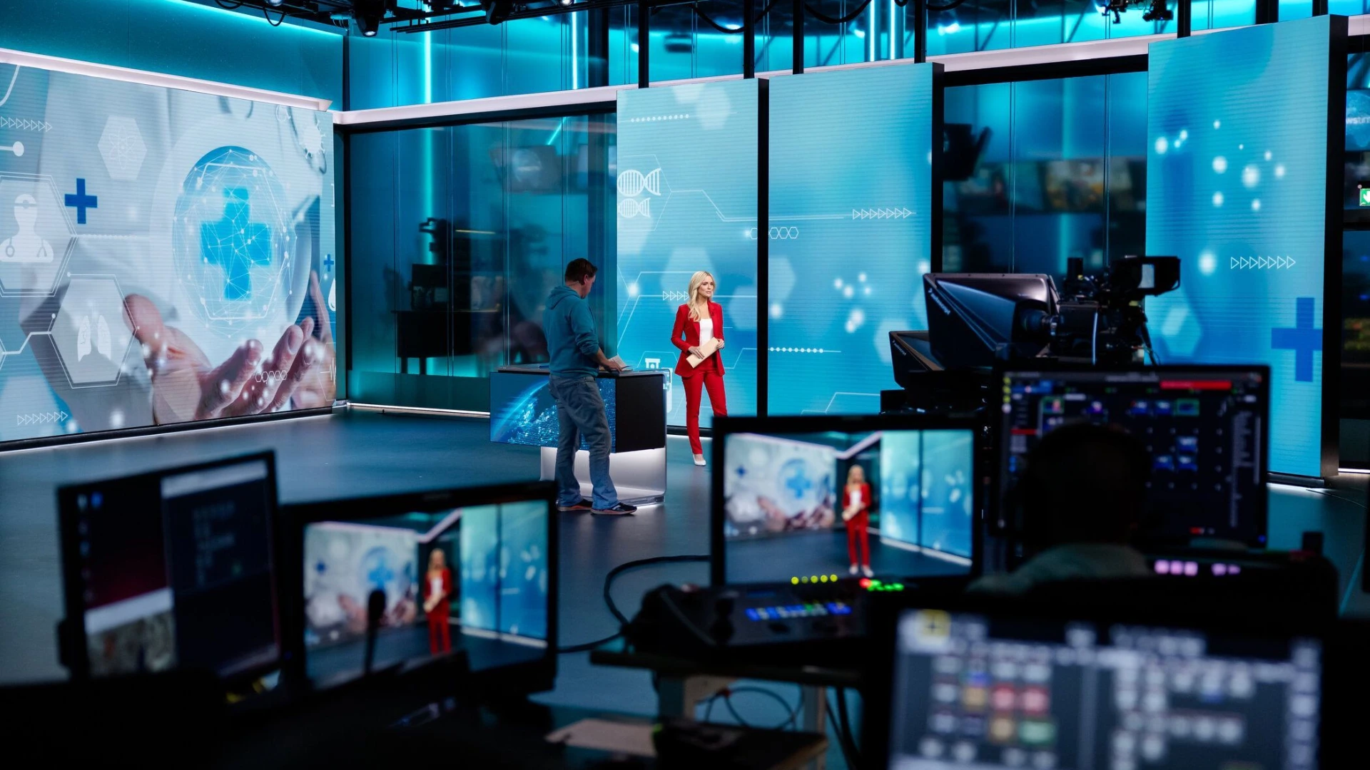 The news studio of ProSiebeSat.1 in Unterföhring.